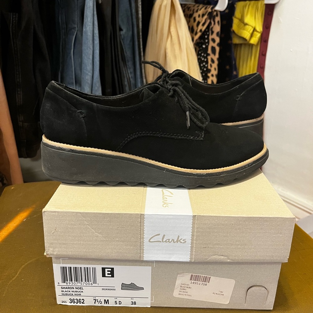 Clarks suede loafers